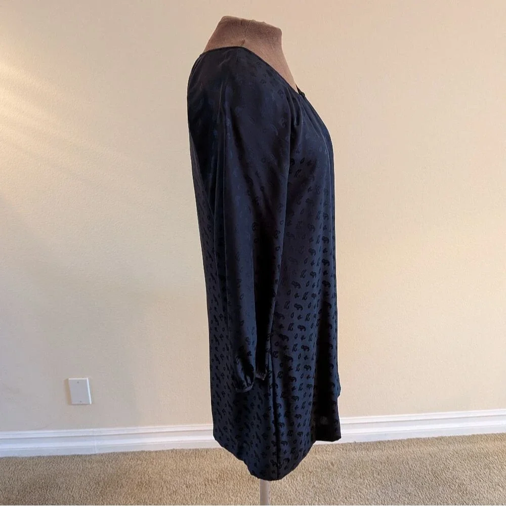 J. Crew Navy Knee Length Silk Jacquard Tonal Shift Dress Size 6